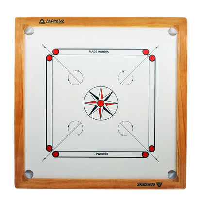 White Big Size Wooden Carrom Board with Coins and Stricker