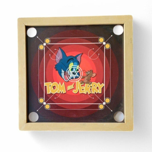Tom & Jerry Medium Size Wooden Carrom Board with Coins and Stricker